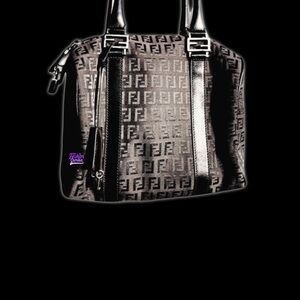 Fendi Vintage Black Zucca Monogram Logo Bag
